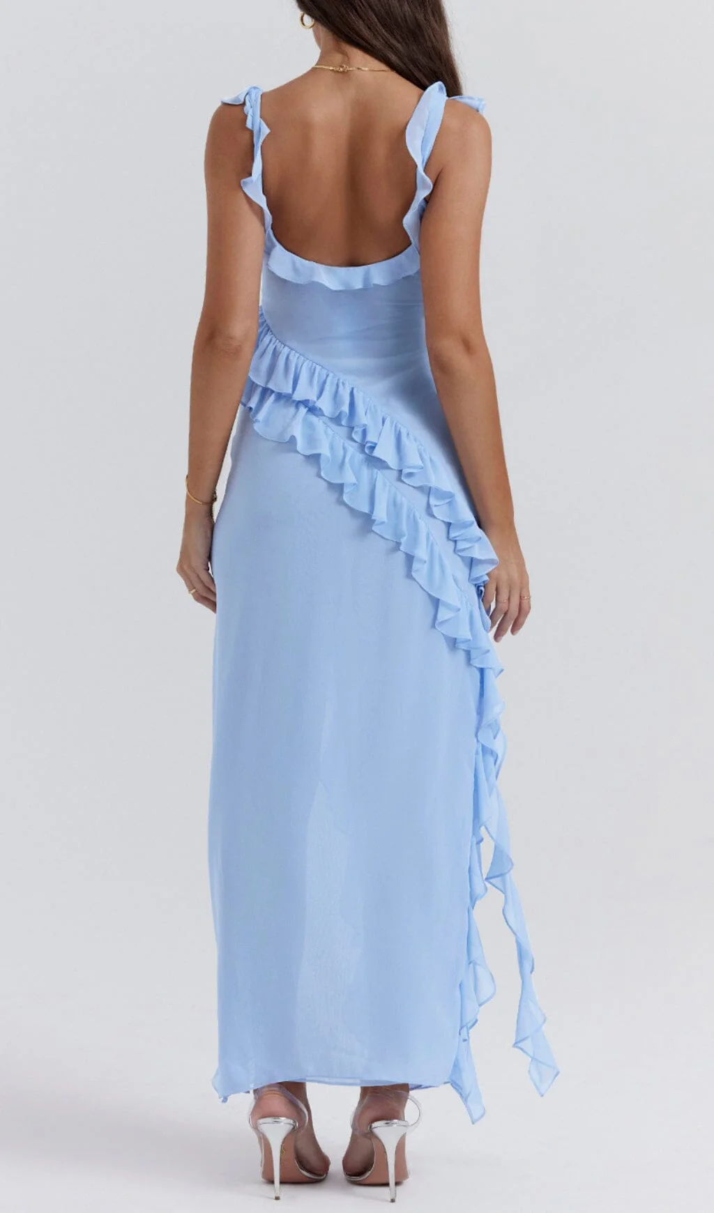 SOFT Blue Ruffle Maxi Dress - Image 5
