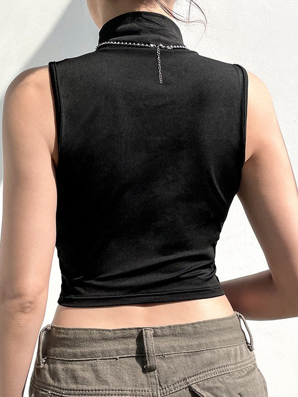 Black Rose Basic Turtleneck Bottoming Sleeveless Top - Image 2