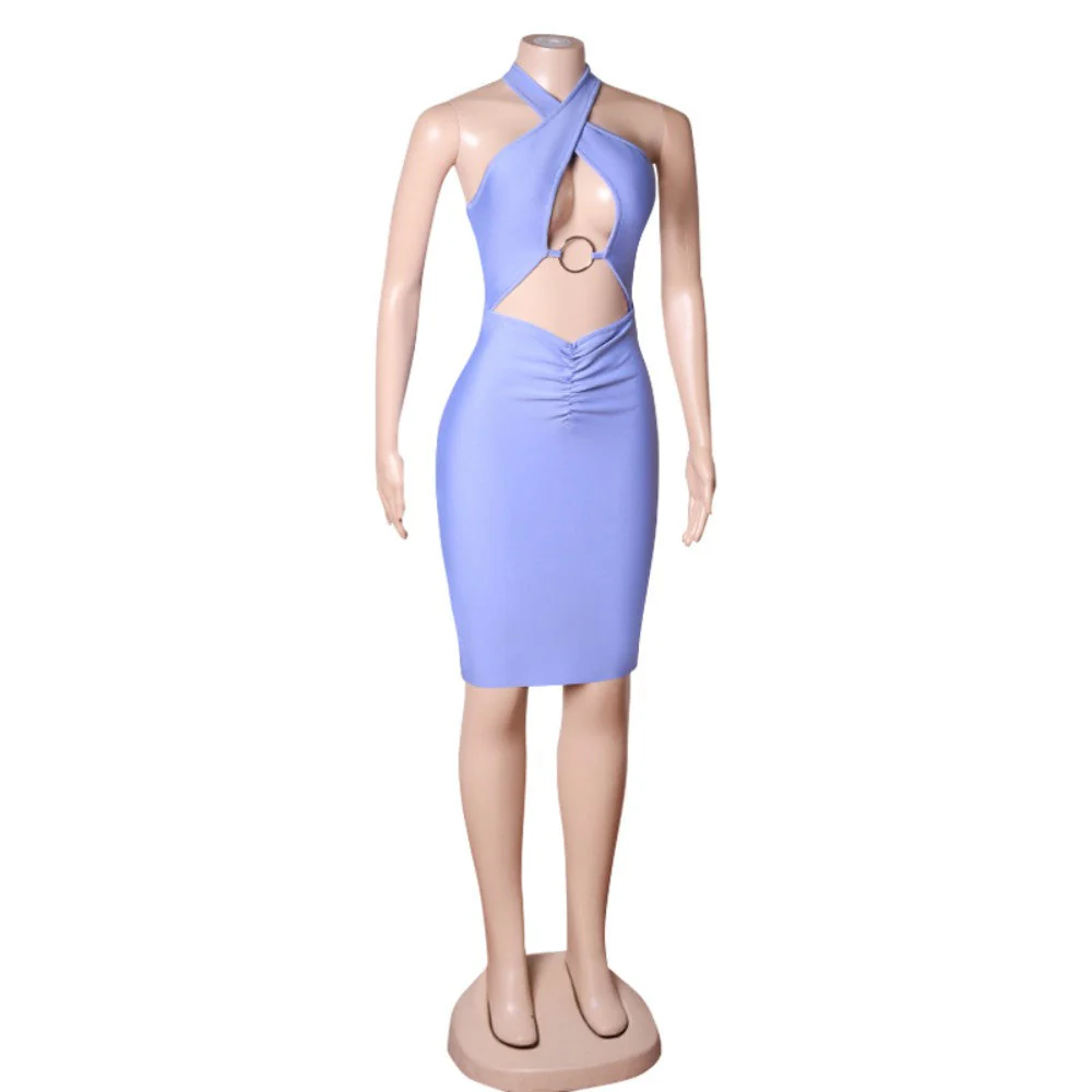 Halter Sleeveless Midi Cut Out Bandage Dress PZC1845 - Image 6