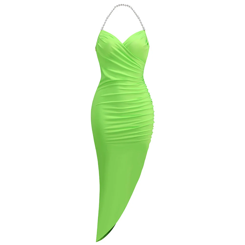 Halter Sleeveless Maxi Wrinkled Bodycon Dress KLYF525 - Image 3