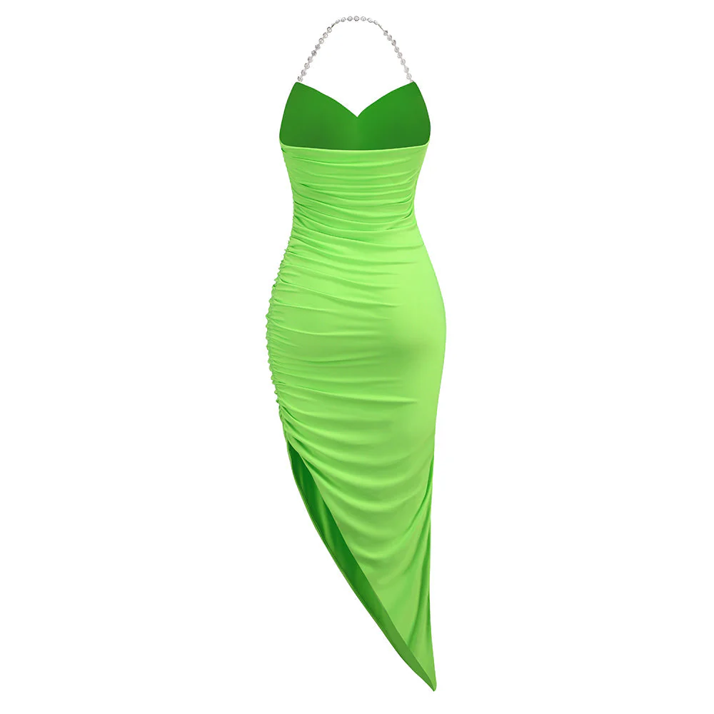 Halter Sleeveless Maxi Wrinkled Bodycon Dress KLYF525 - Image 4