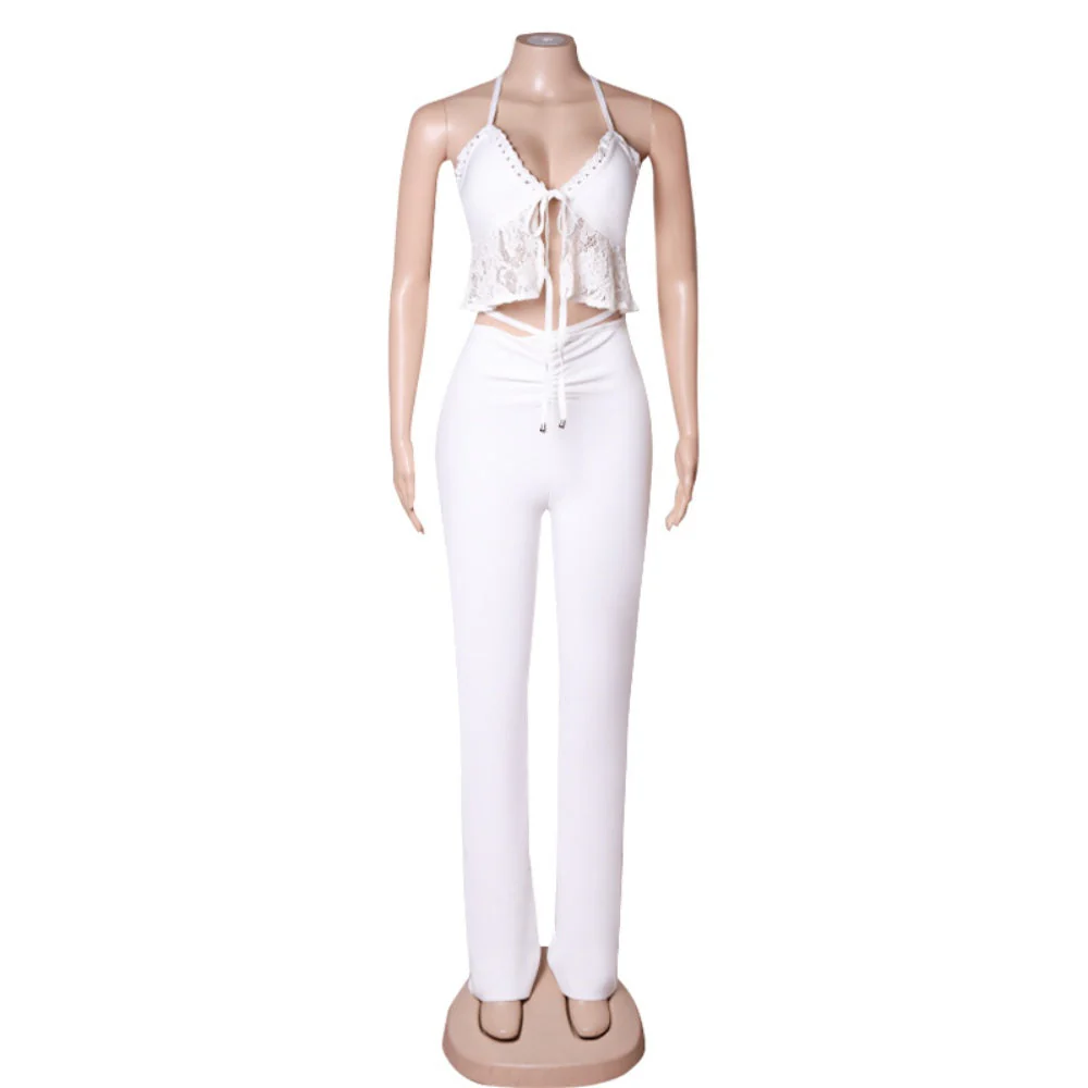 Halter Sleeveless Lace Bandage Set PZC1846 - Image 4