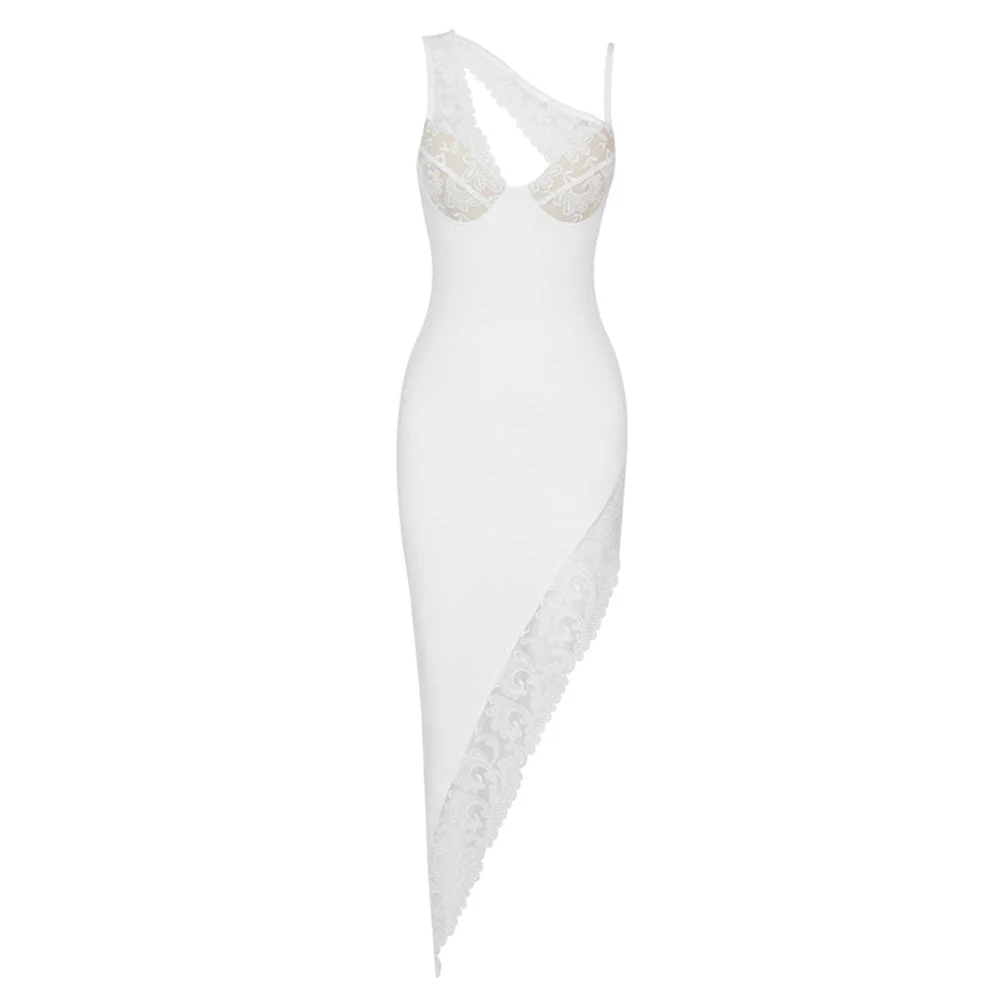 V Neck Sleeveless Midi Lace Bandage Dress SJ061610 - Image 2