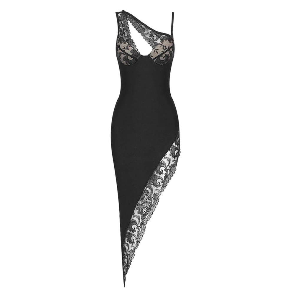 V Neck Sleeveless Midi Lace Bandage Dress SJ061610 - Image 5