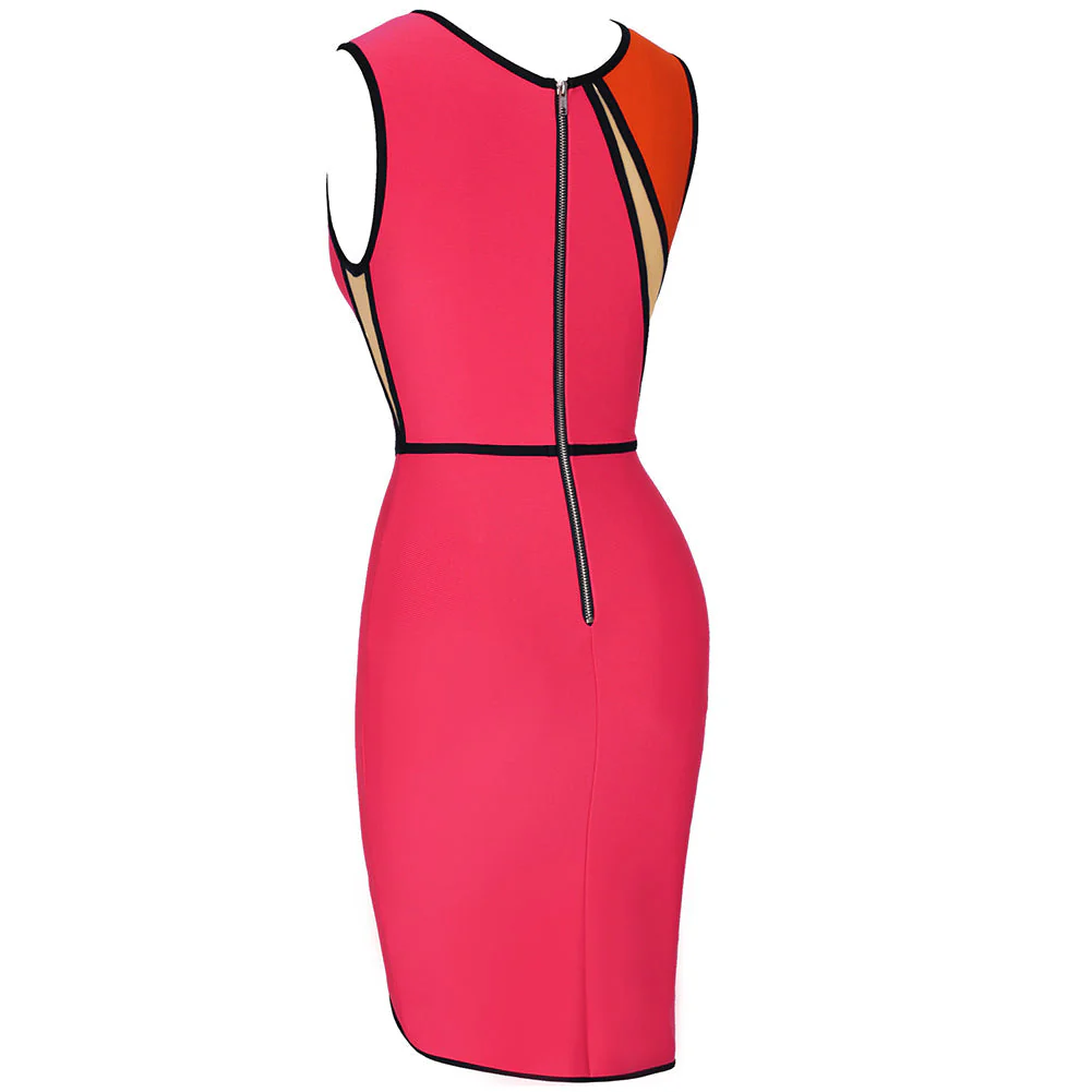 V Neck Sleeveless Mesh Mini Bandage Dress PF21102 - Image 11