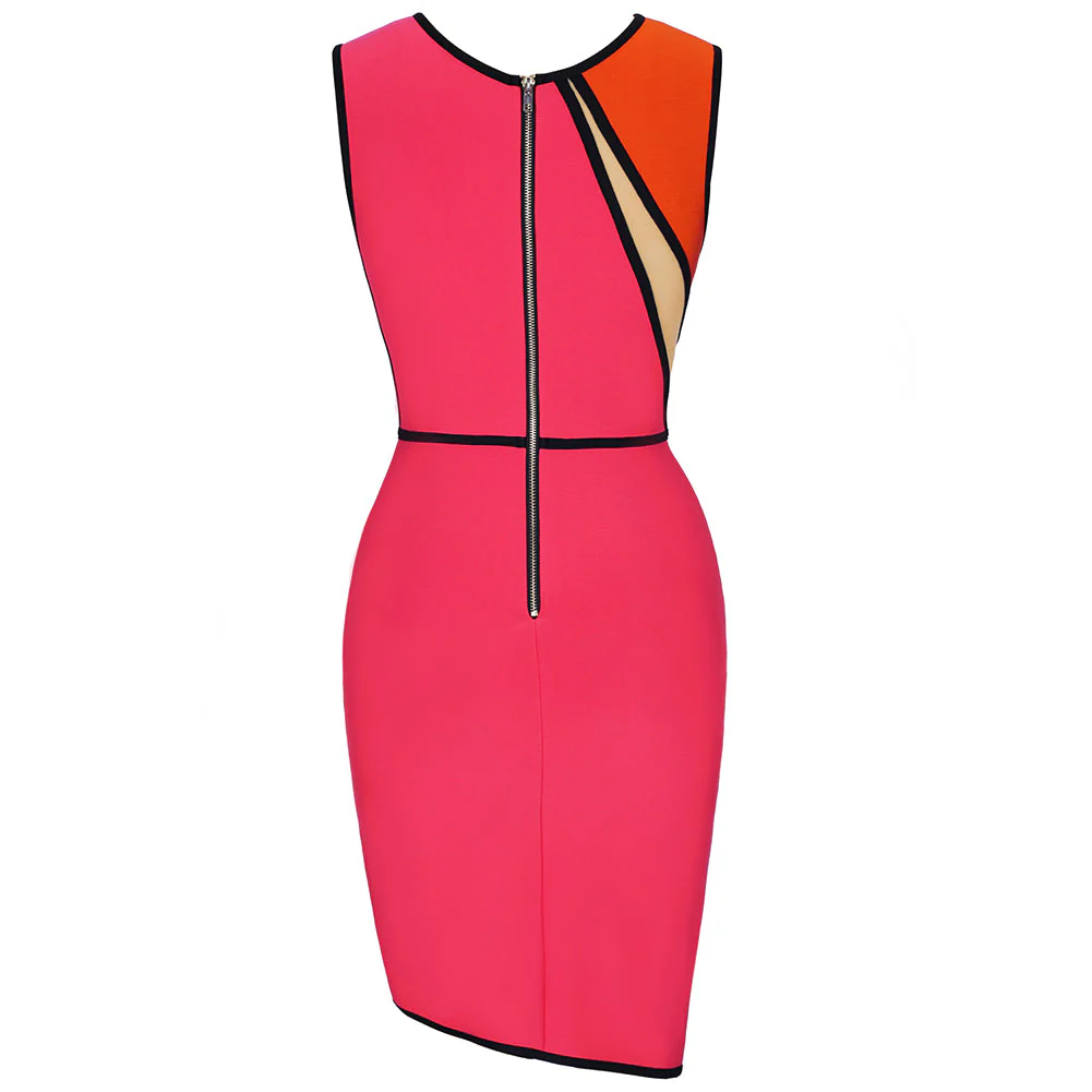 V Neck Sleeveless Mesh Mini Bandage Dress PF21102 - Image 12