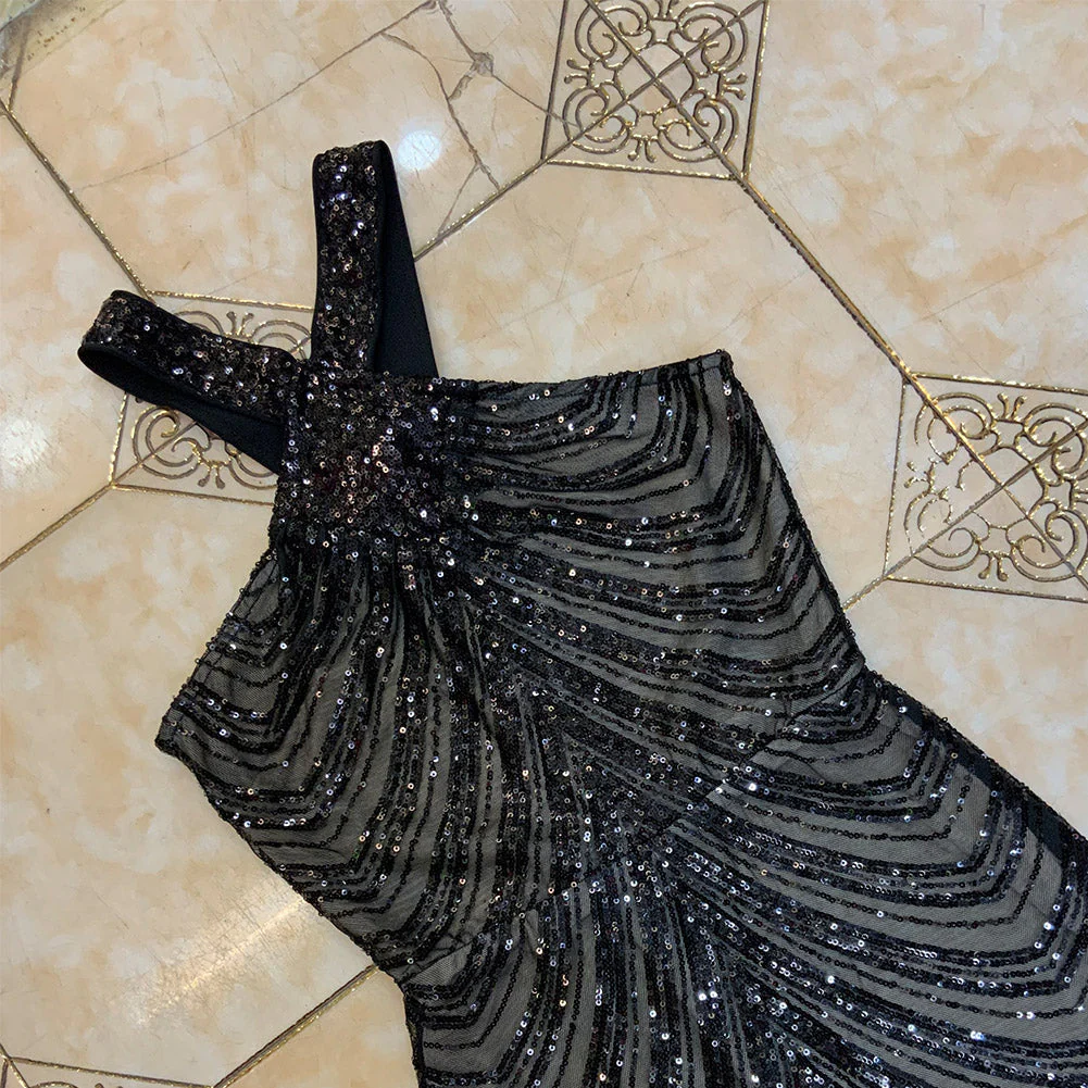 V Neck Sleeveless Maxi Sequined Bodycon Dress HT2746 - Image 4