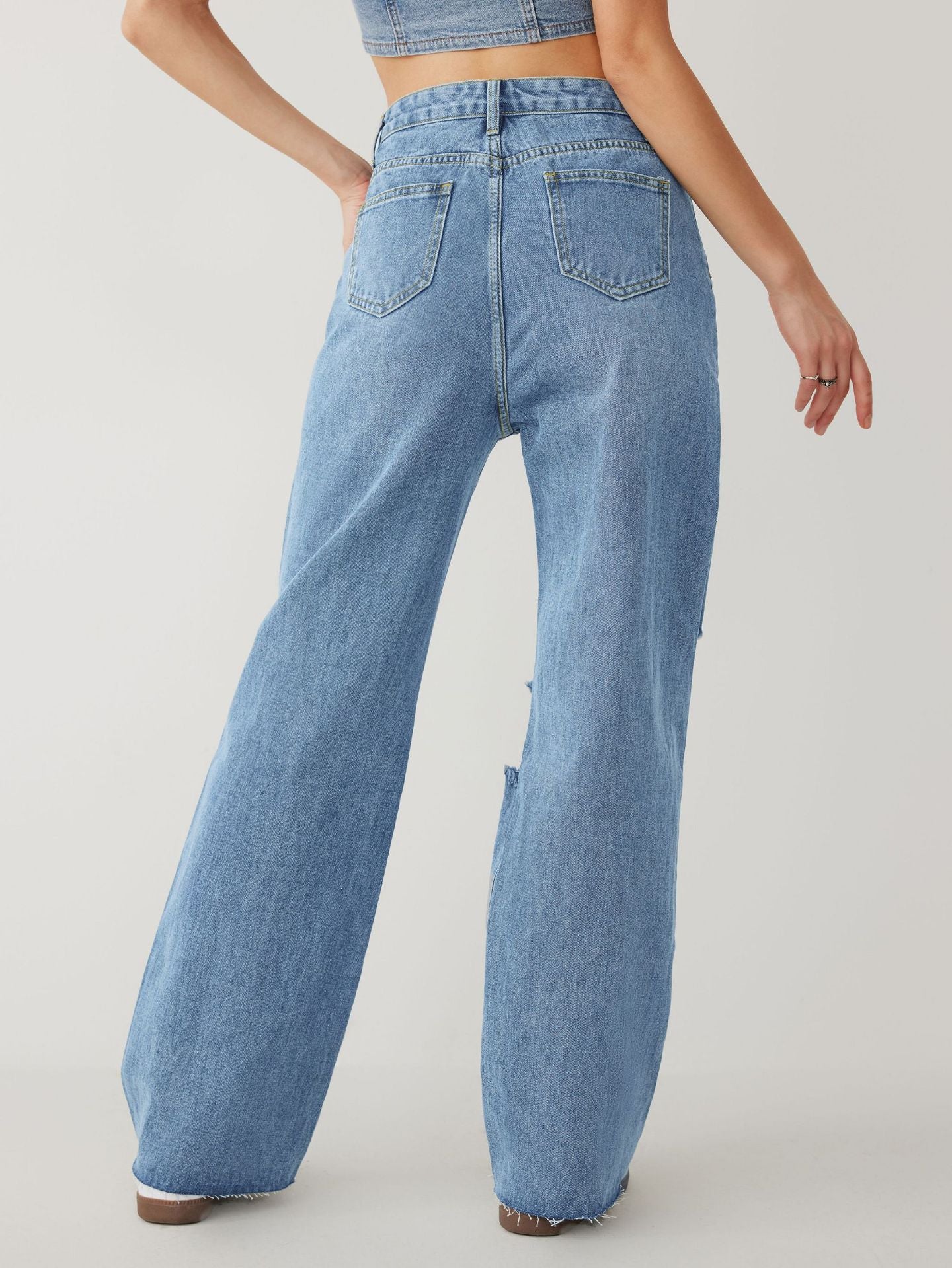 High Waist Slim Denim Trousers - Image 2