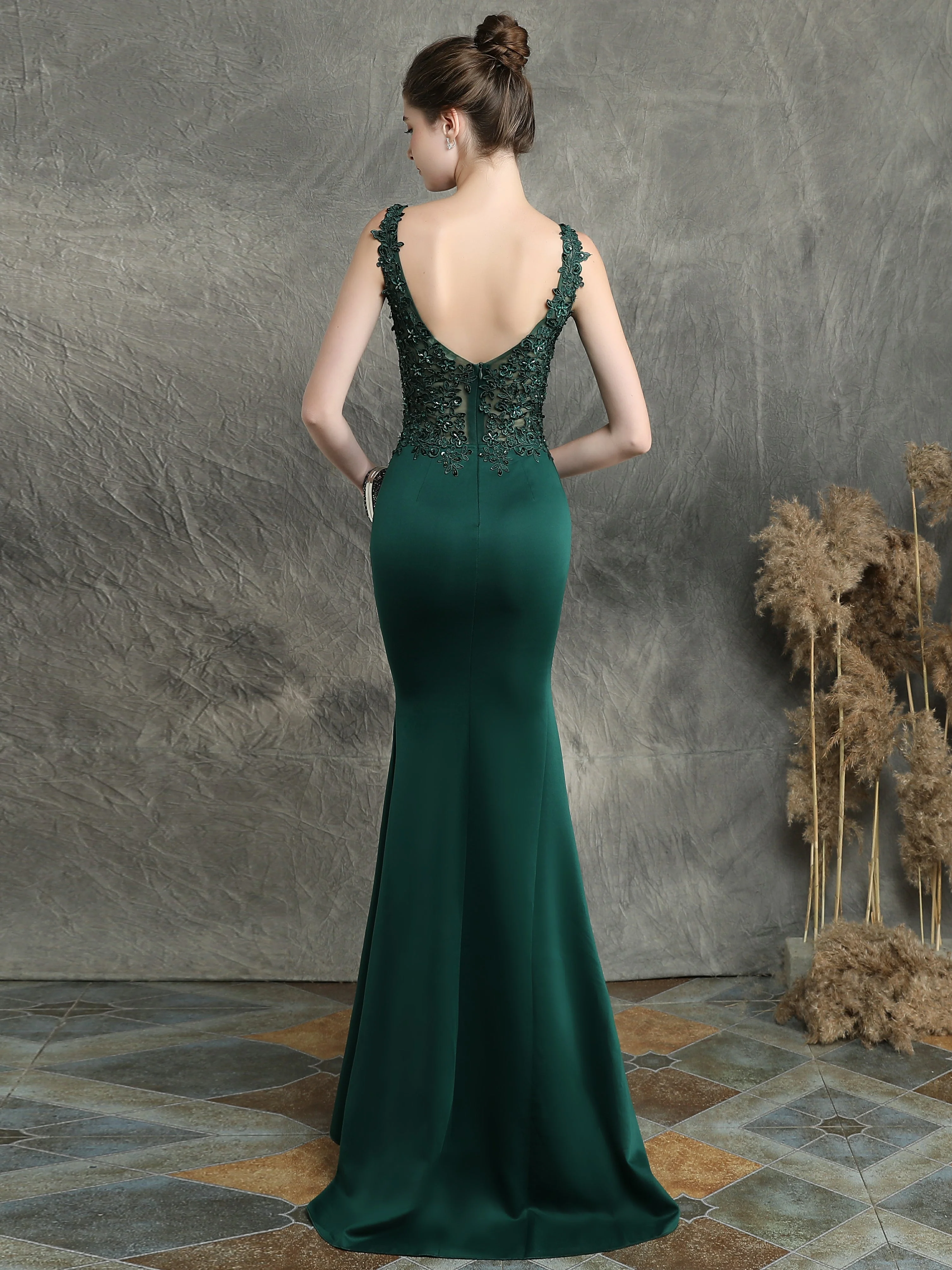 Handmade applique Beaded long evening dress - Image 2