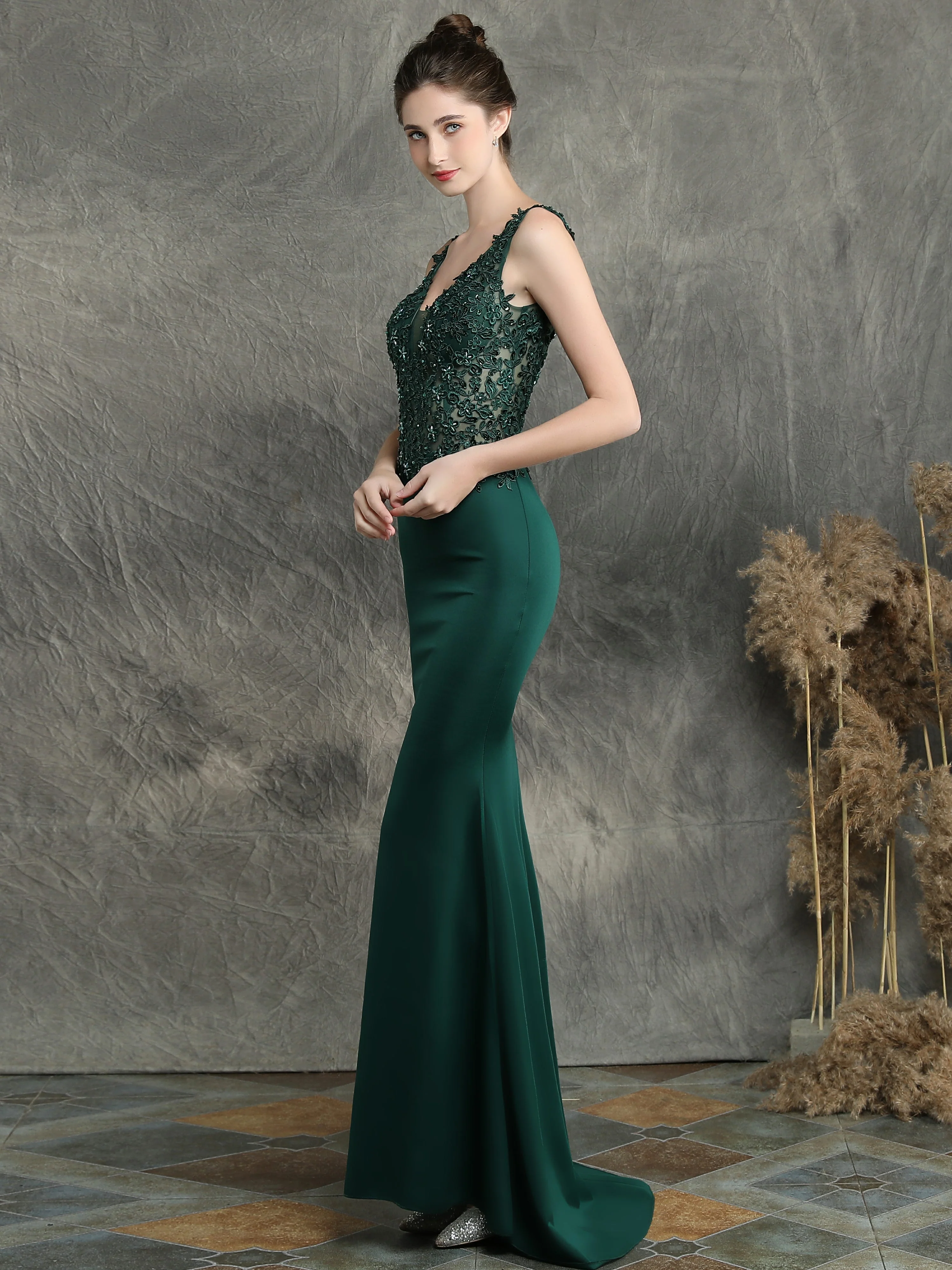 Handmade applique Beaded long evening dress - Image 3