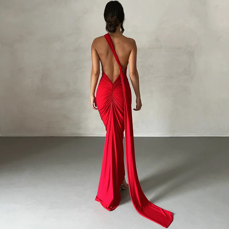 Halterneck Sleeveless Open Back Dress - Image 15