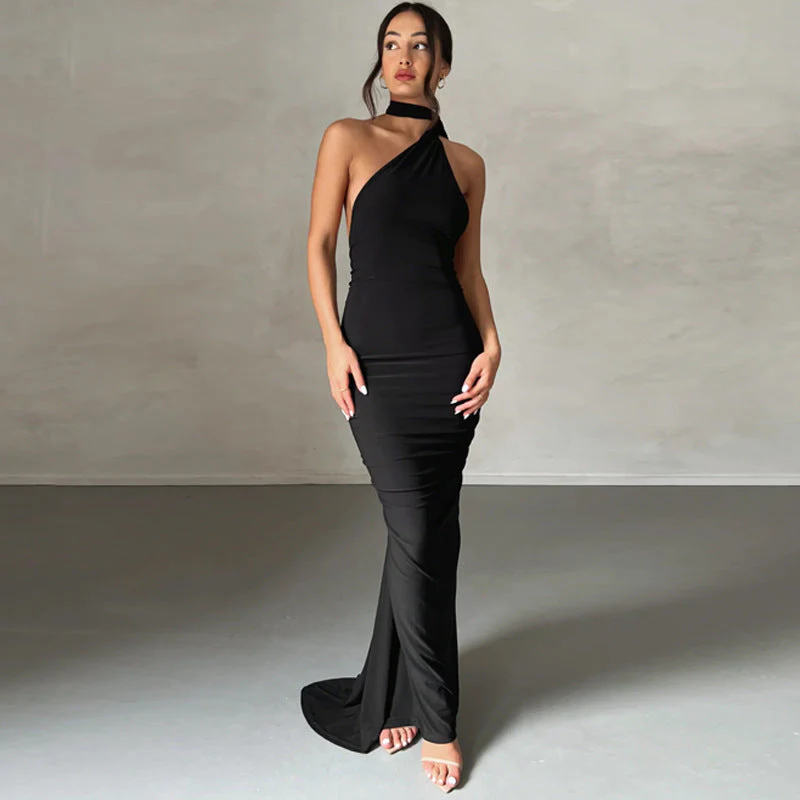 Halterneck Sleeveless Open Back Dress - Image 2