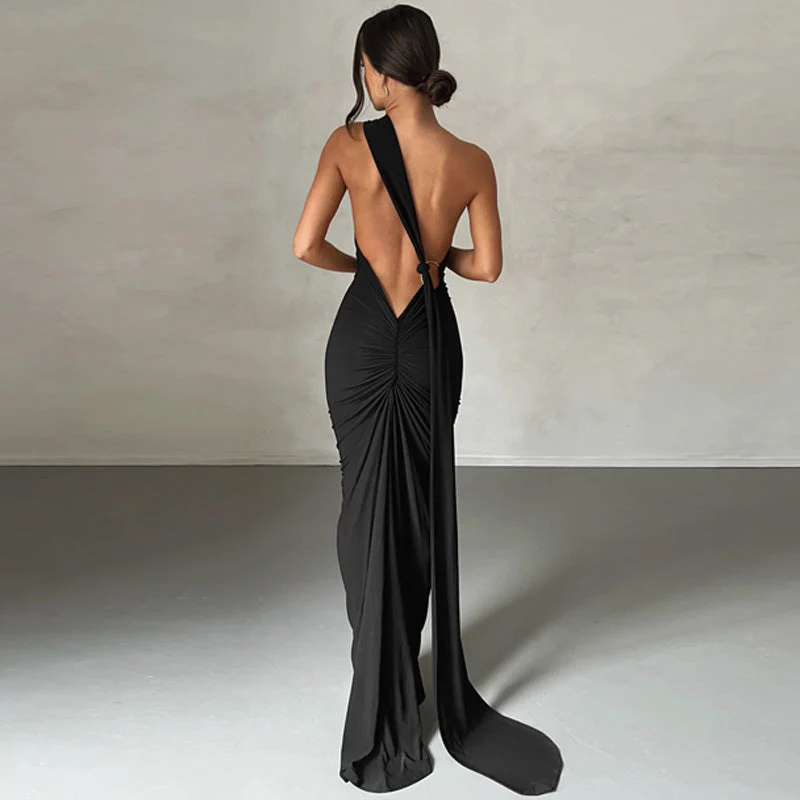 Halterneck Sleeveless Open Back Dress - Image 3