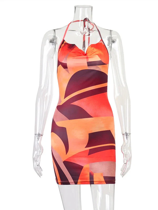 Sexy Print Halter And Strappy Dress - Image 3