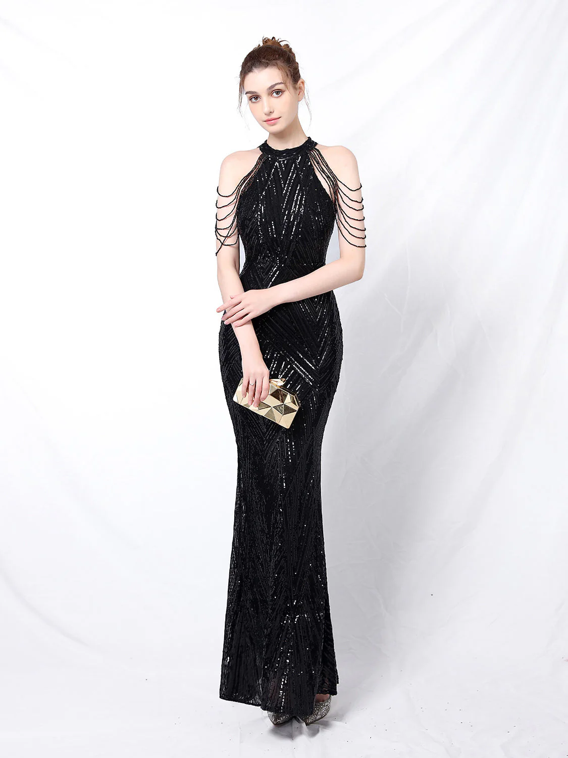 Elegant long fishtail evening dress - Image 10
