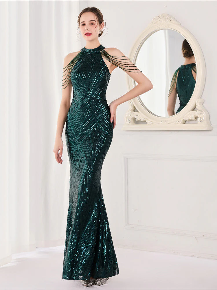 Elegant long fishtail evening dress - Image 2