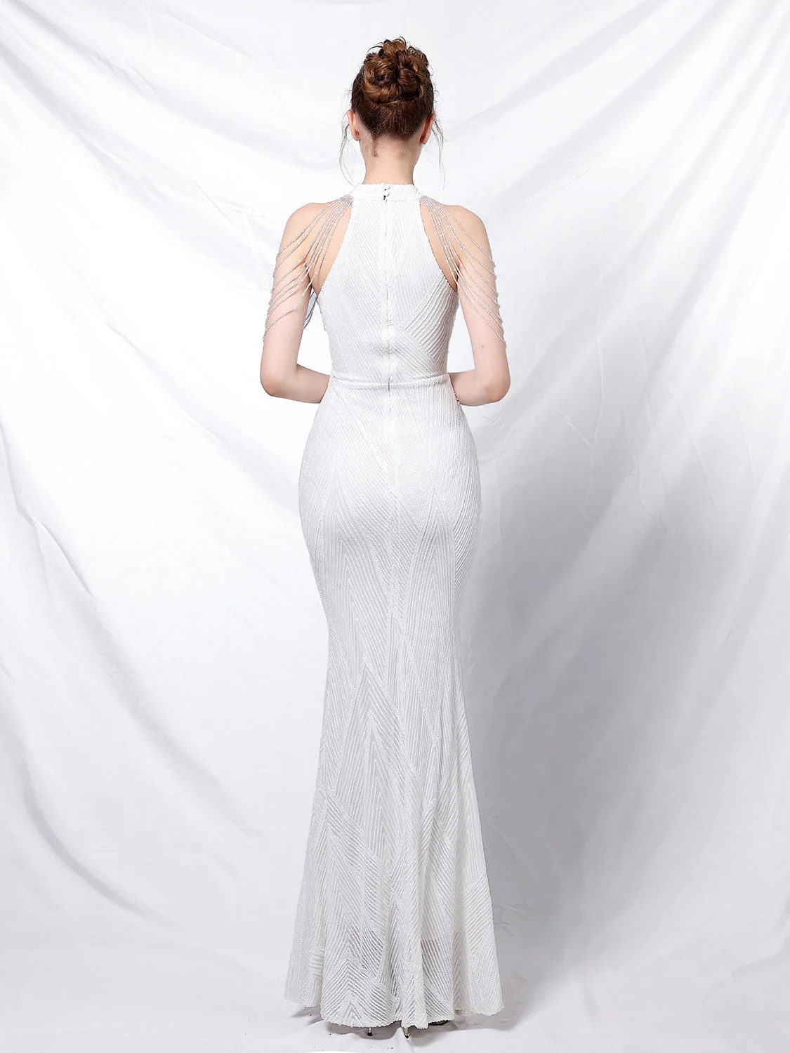 Elegant long fishtail evening dress - Image 3