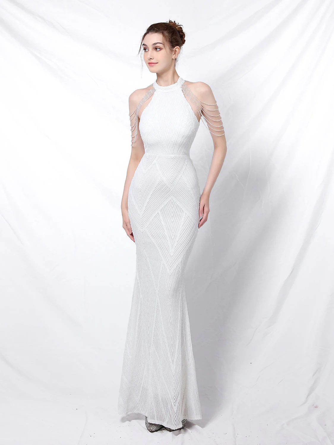 Elegant long fishtail evening dress - Image 4
