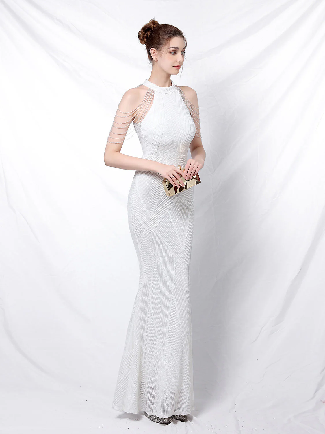 Elegant long fishtail evening dress - Image 5