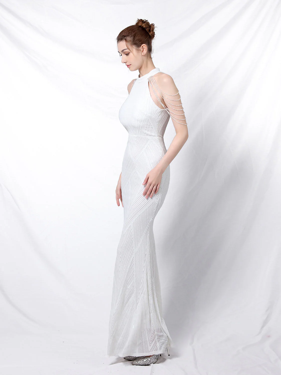 Elegant long fishtail evening dress - Image 6