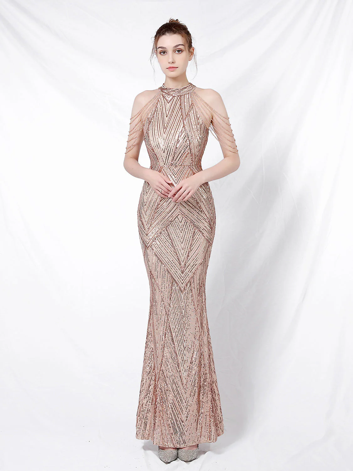 Elegant long fishtail evening dress - Image 8
