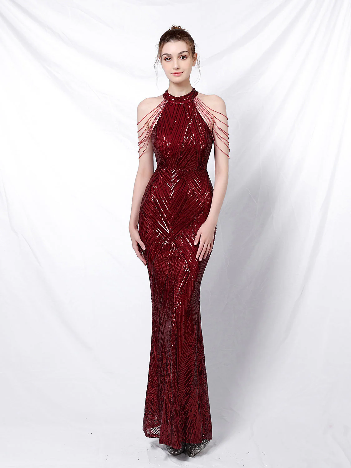 Elegant long fishtail evening dress - Image 9