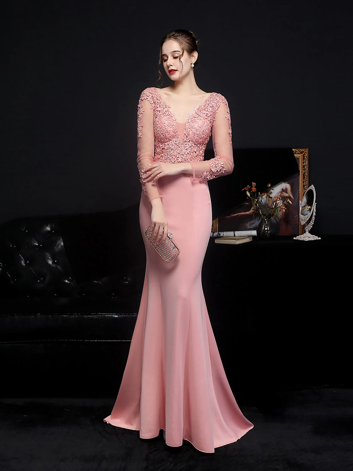 Lace long sleeved evening dress - Image 8