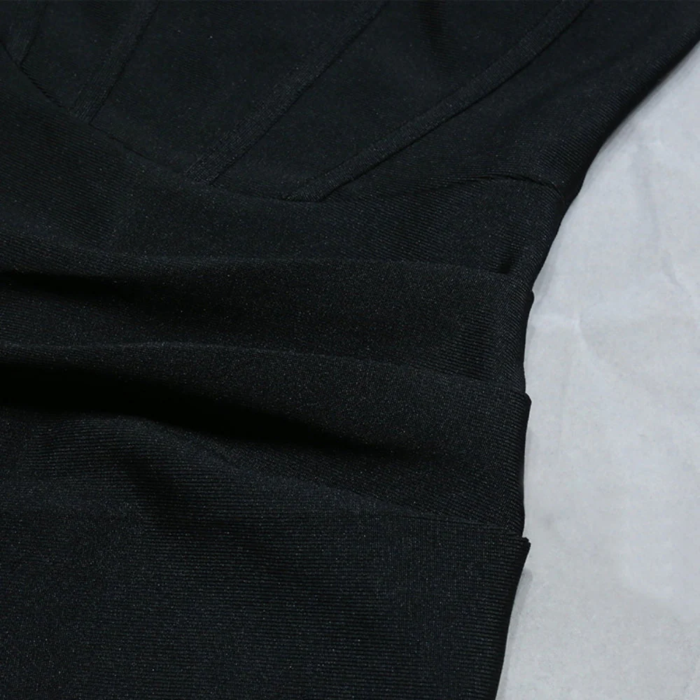 One Shoulder Sleeveless Drill Chain Midi Bandage Dress PZC1757 - Image 9