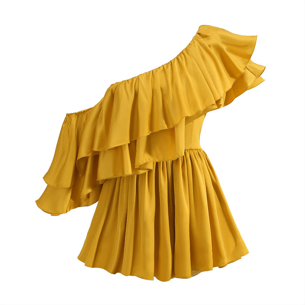 One Shoulder Short Sleeve Frill Bodycon Jumpsuit - Image 14