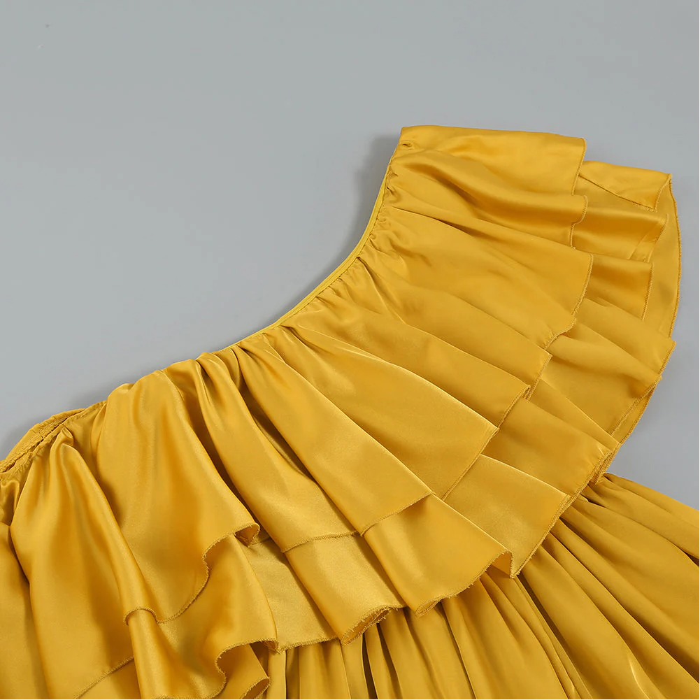 One Shoulder Short Sleeve Frill Bodycon Jumpsuit - Image 16