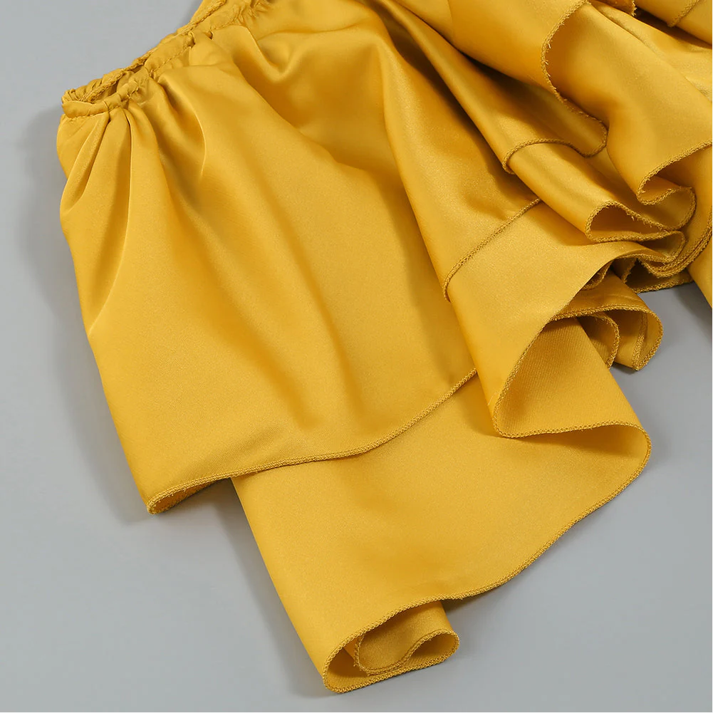One Shoulder Short Sleeve Frill Bodycon Jumpsuit - Image 18