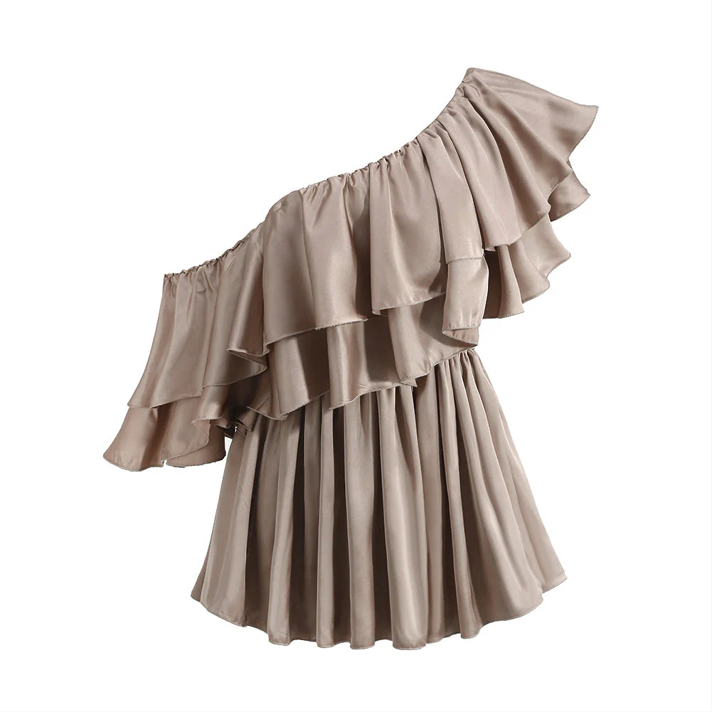 One Shoulder Short Sleeve Frill Bodycon Jumpsuit - Image 22