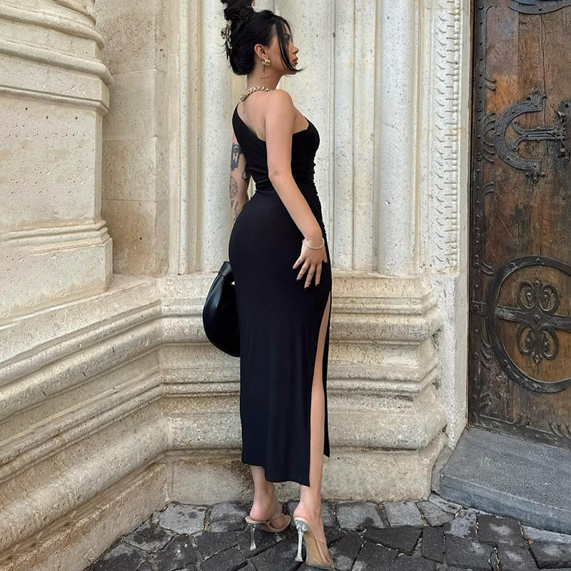 One Shoulder Short Sleeve Asymmetrical Midi Bodycon Dress HB75620 - Image 2