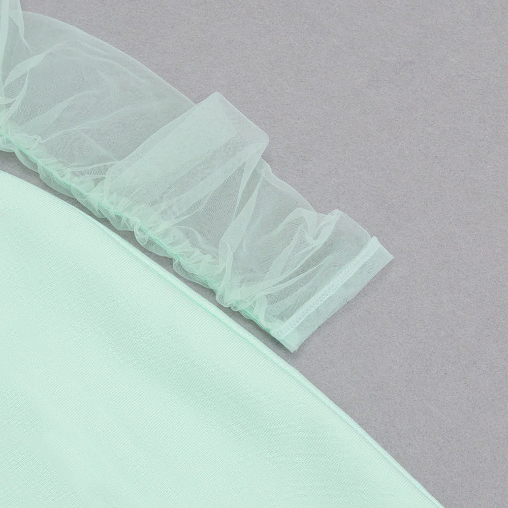 One Shoulder One Sleeve Midi Mesh Bandage Dress HB79680 - Image 6