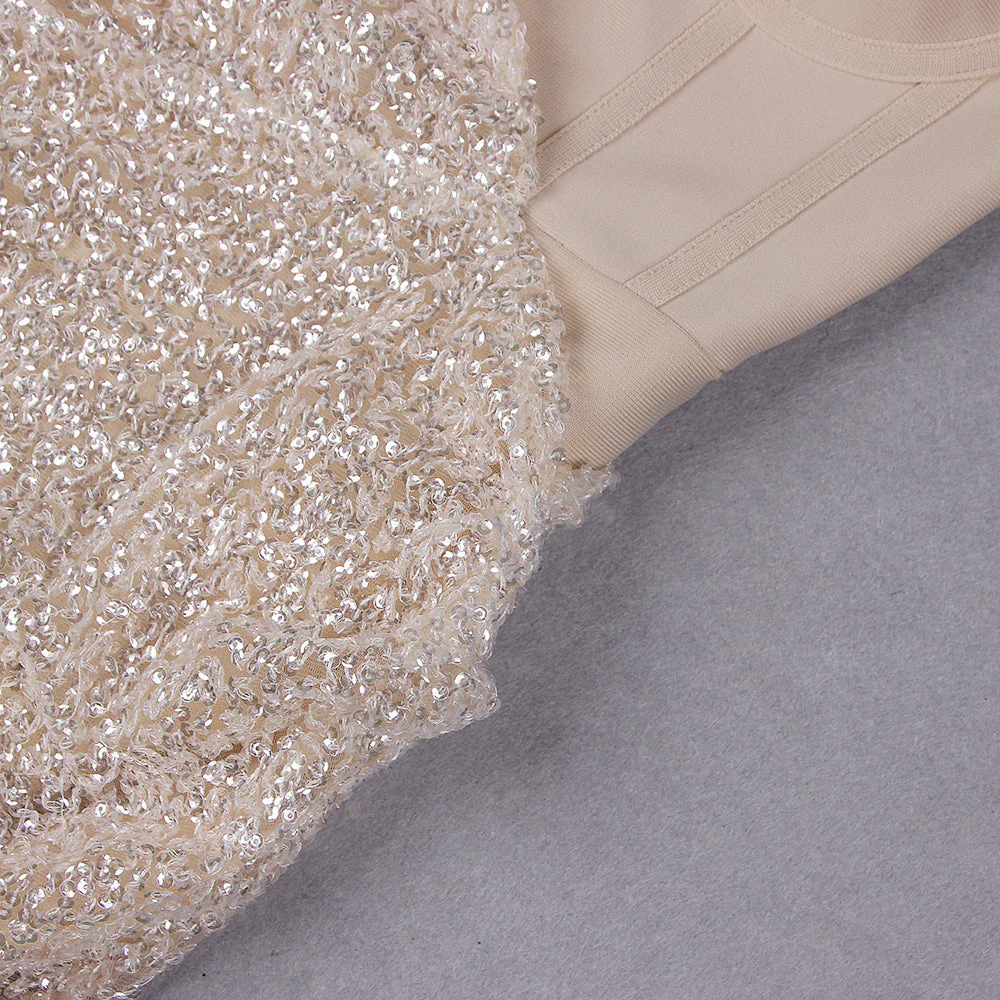 One Shoulder Long Sleeve Sequined Mini Bodycon Dress - Image 8