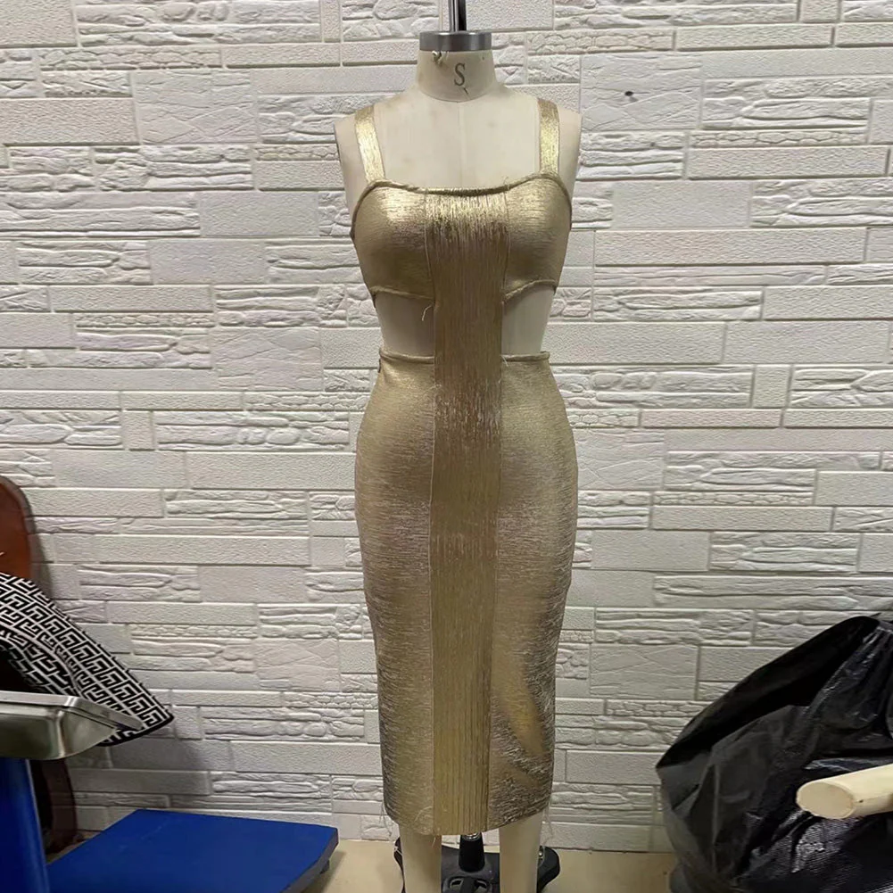 Halter Sleeveless Cut Out Midi Bandage Dress H01201 - Image 4