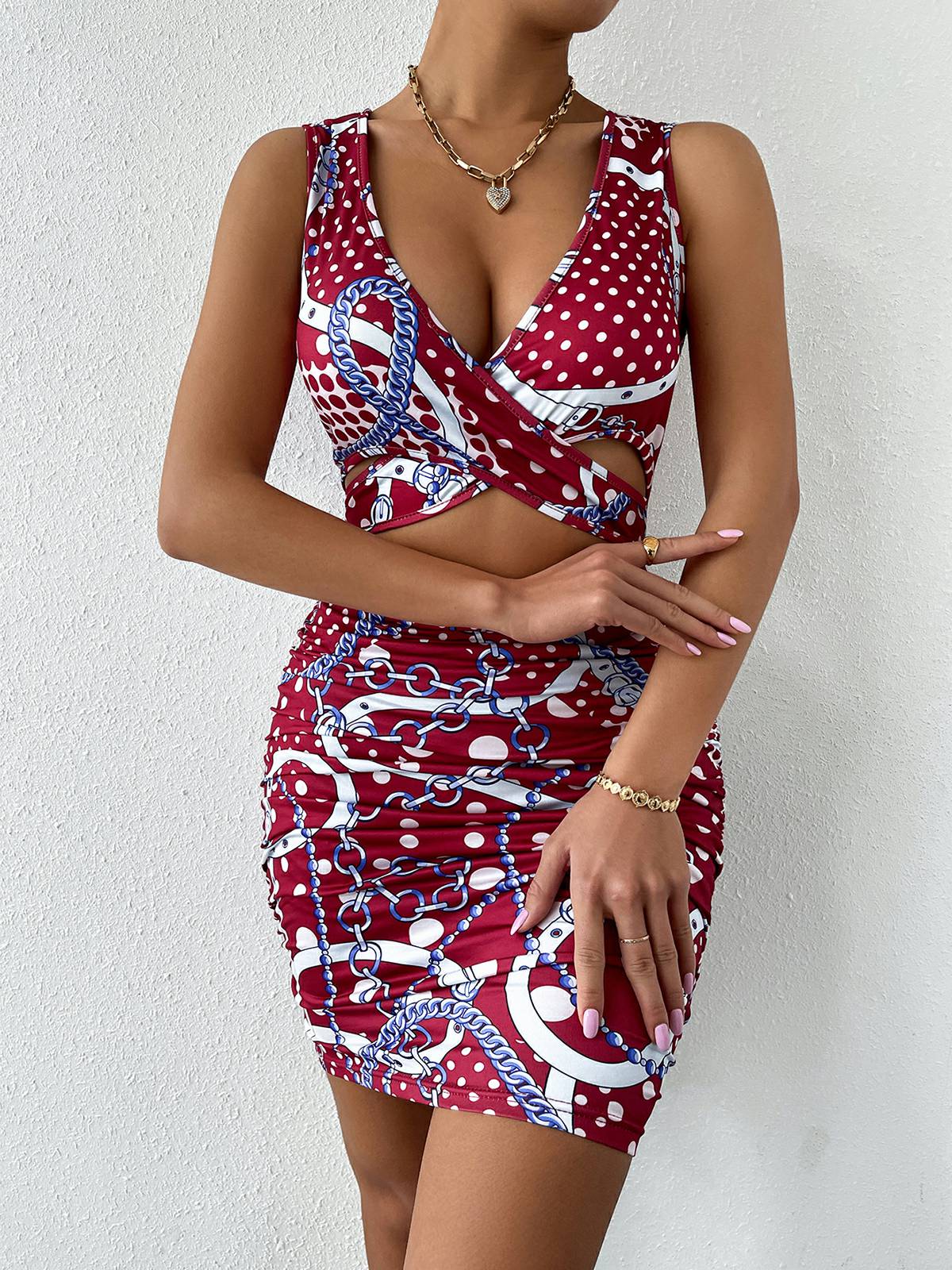 Package Hip Skirt Print Dress - Image 6