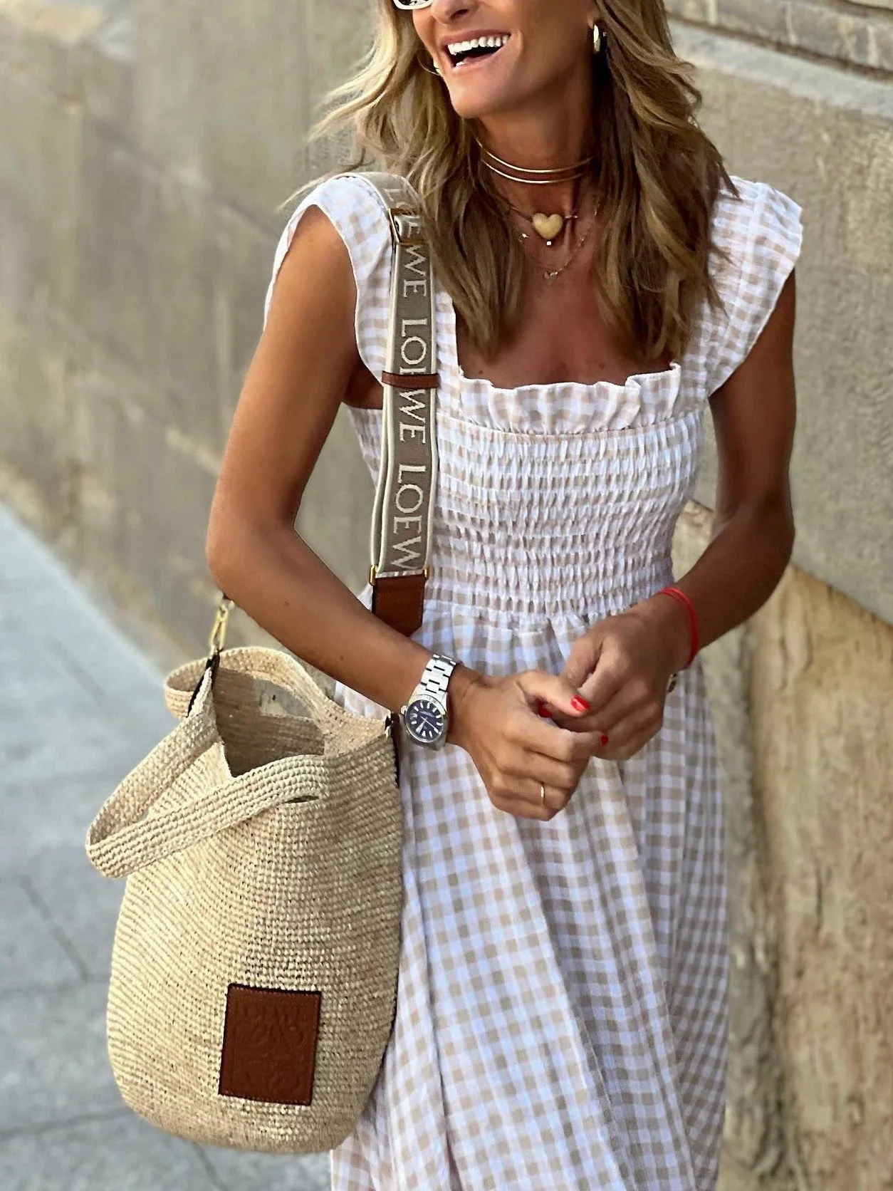 Plaid Suspender Elastic Dress - Image 2