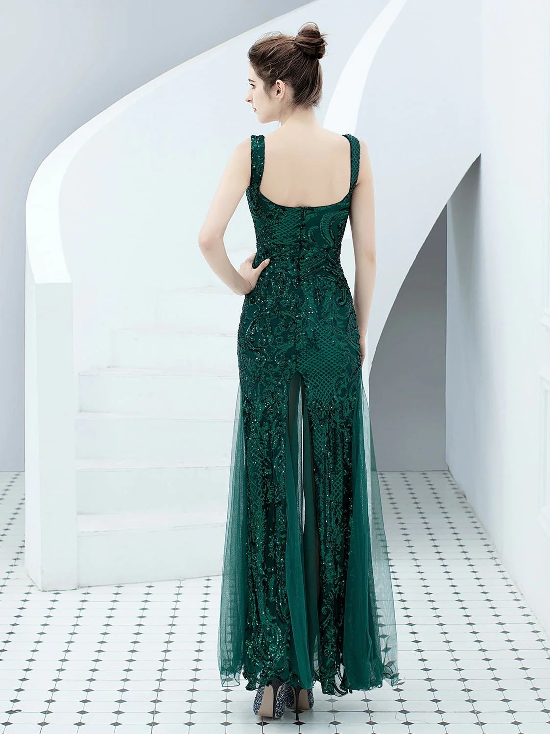 Sequin suspender long evening dress - Image 5
