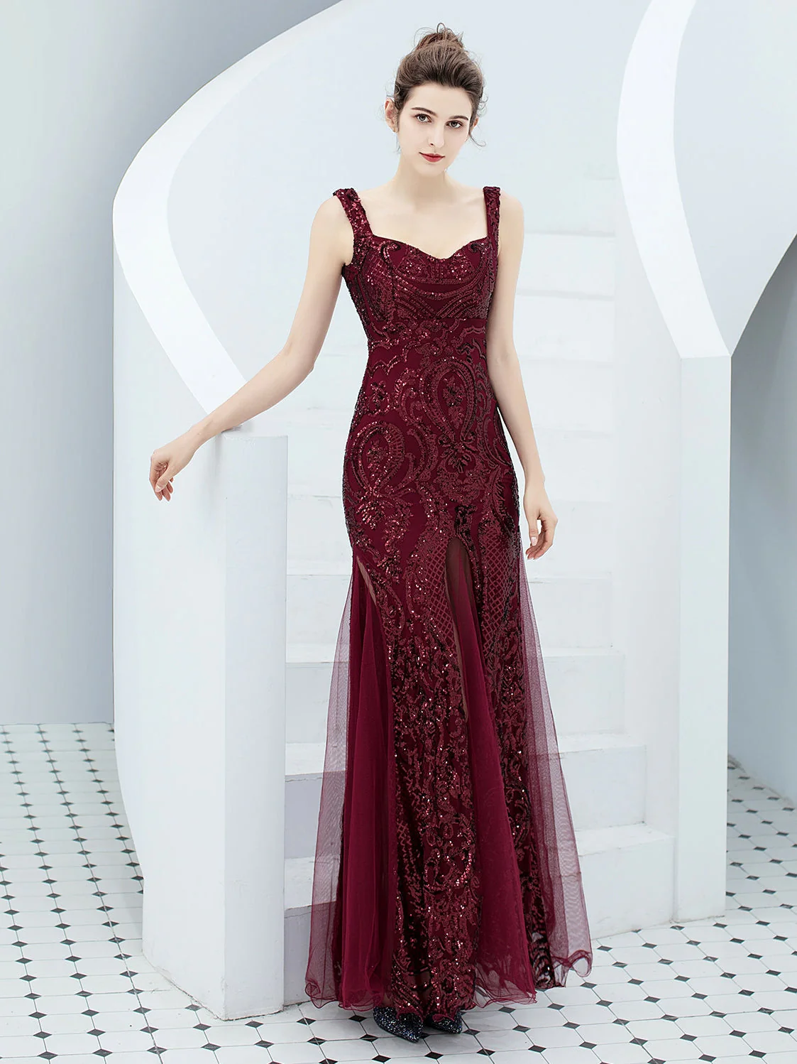 Sequin suspender long evening dress - Image 6