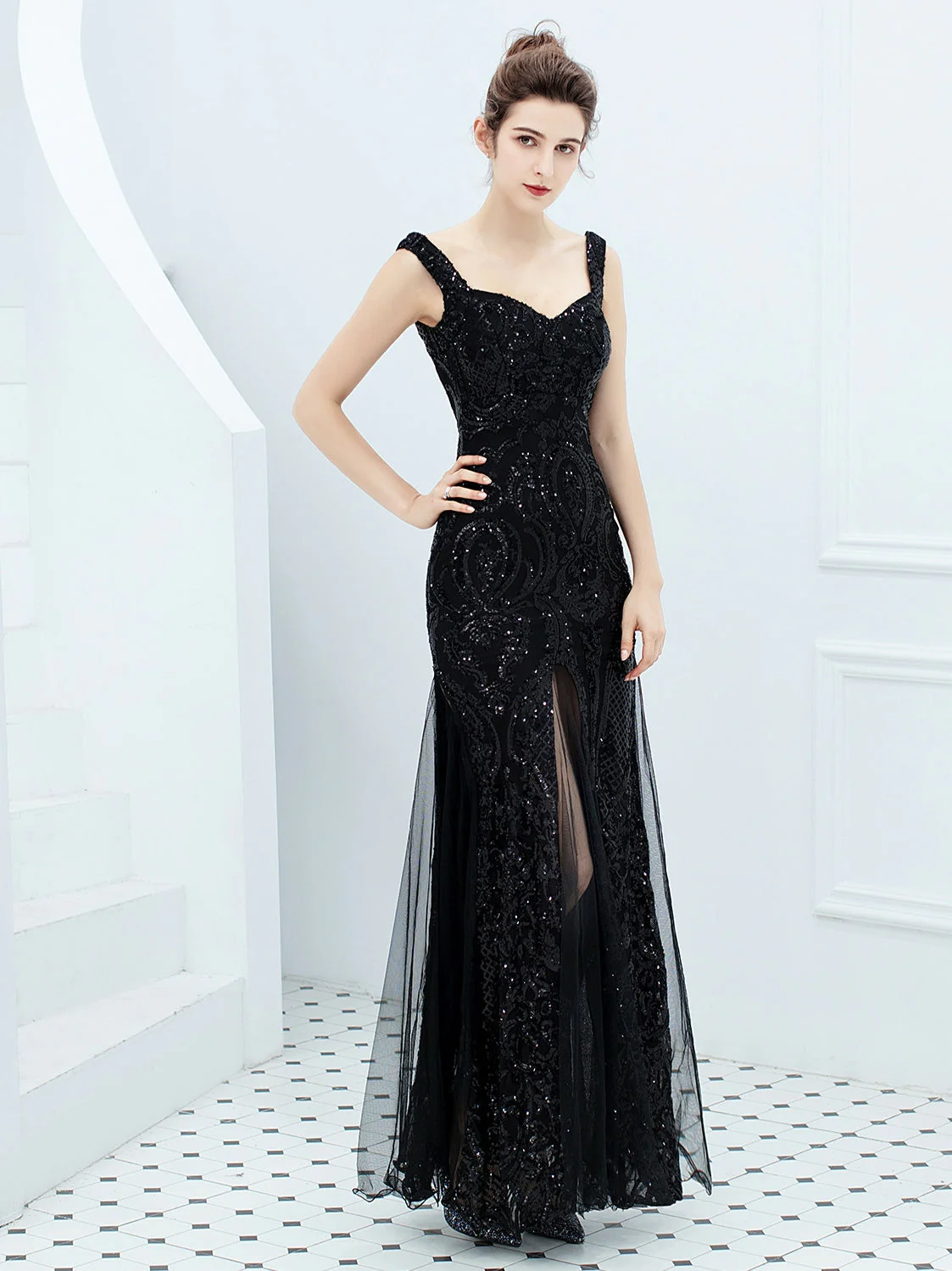 Sequin suspender long evening dress - Image 7