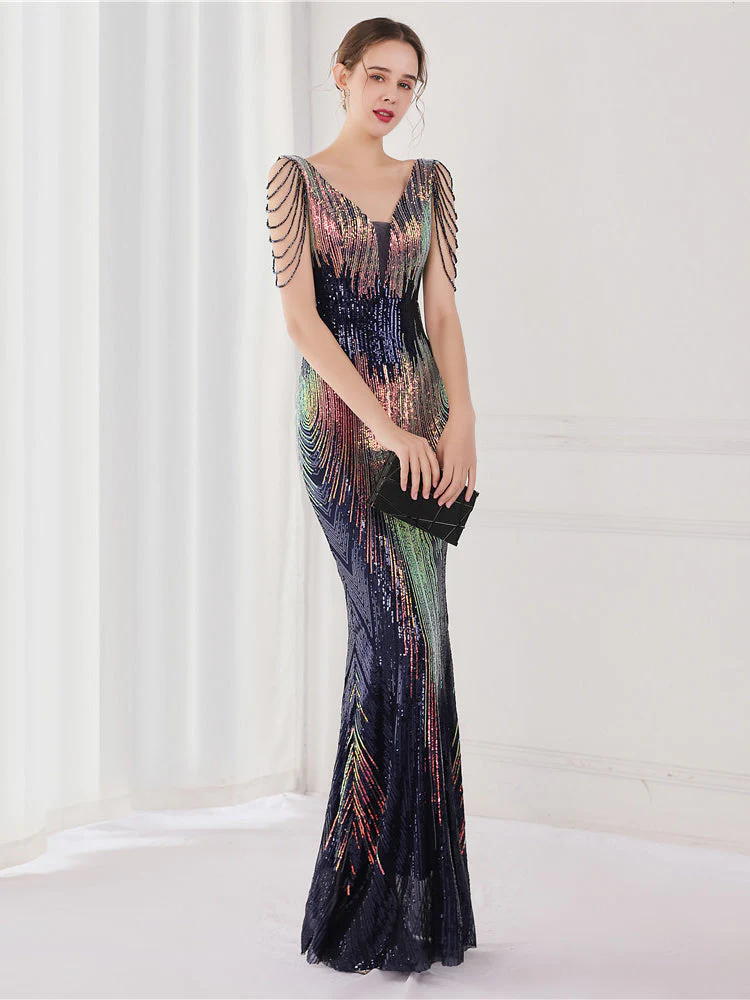 Sequin suspender evening dress - Image 10