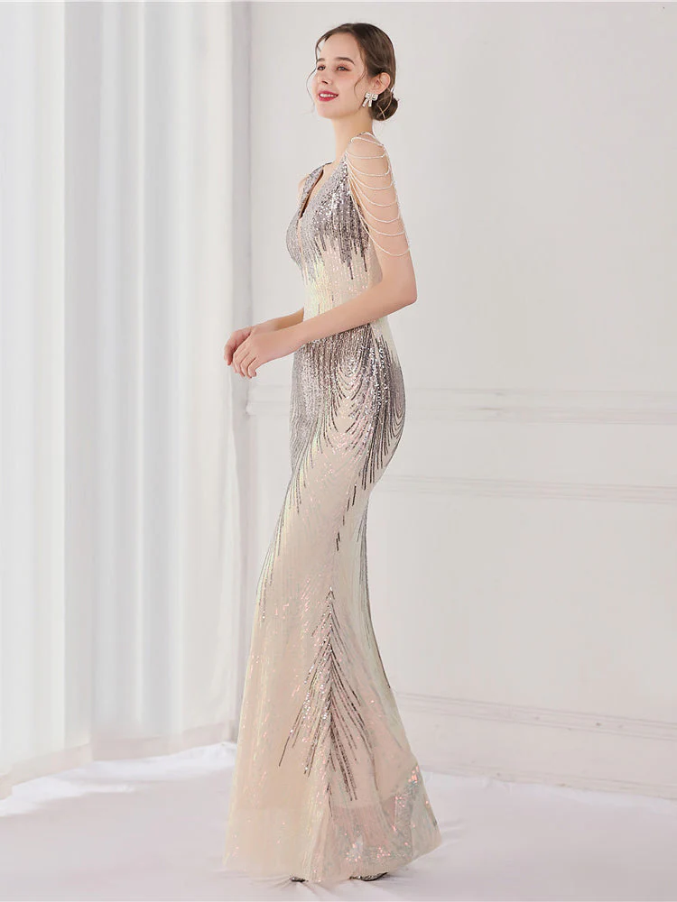 Sequin suspender evening dress - Image 6