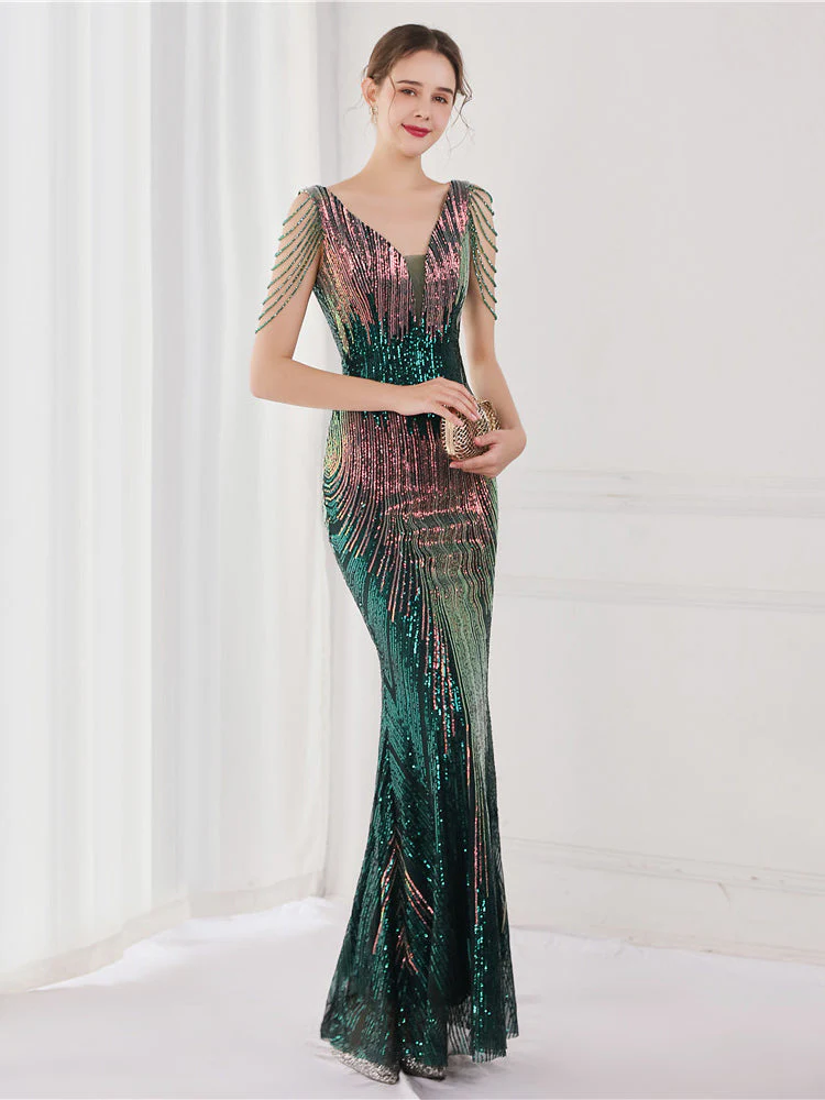 Sequin suspender evening dress - Image 7