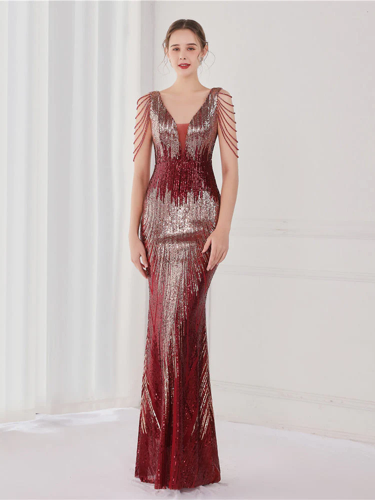Sequin suspender evening dress - Image 8