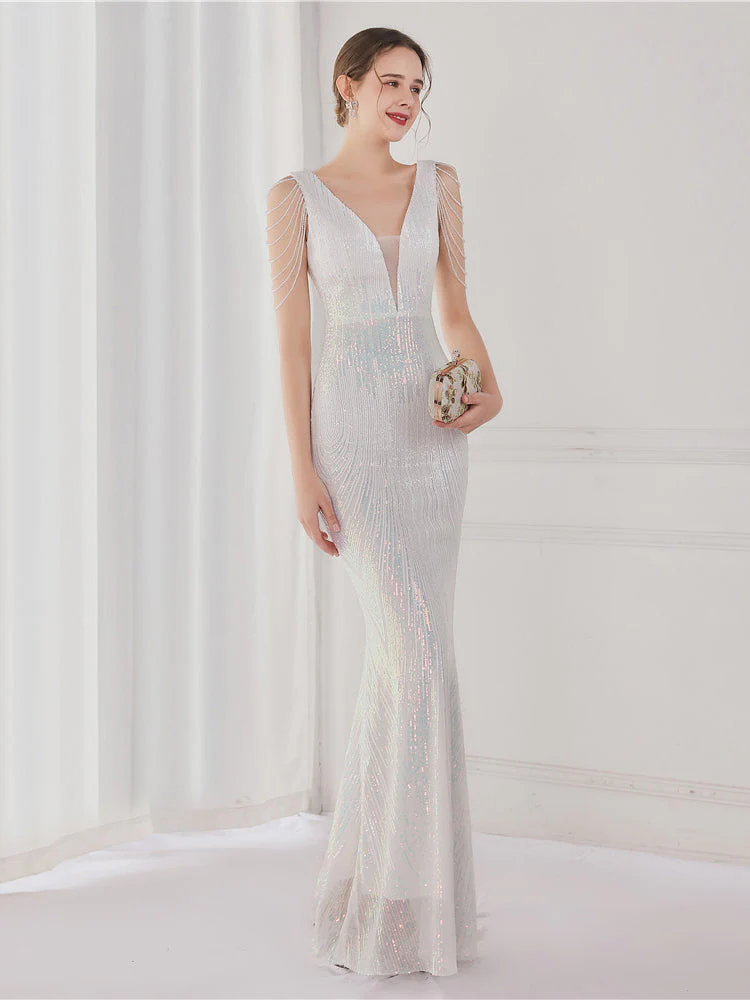 Sequin suspender evening dress - Image 9