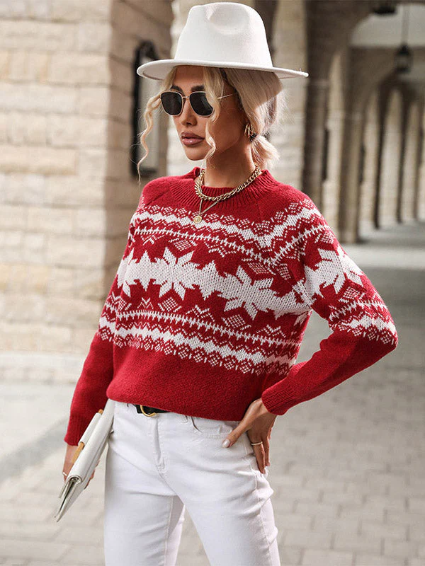 Round Neck Red Christmas Sweater - Image 3