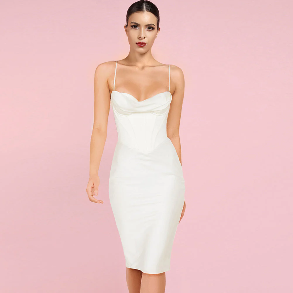 Strappy Sleeveless Striped Midi Bodycon Dress HI1216 - Image 6