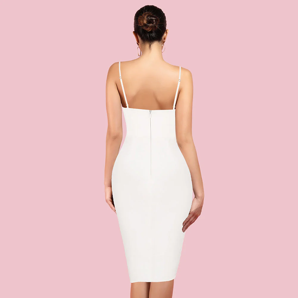 Strappy Sleeveless Striped Midi Bodycon Dress HI1216 - Image 7