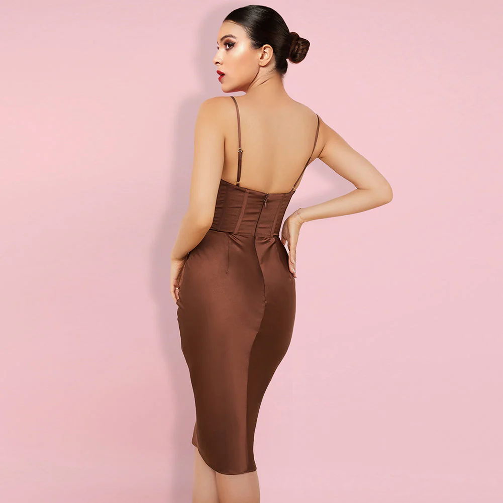 Strappy Sleeveless Striped Midi Bodycon Dress HI1216 - Image 9